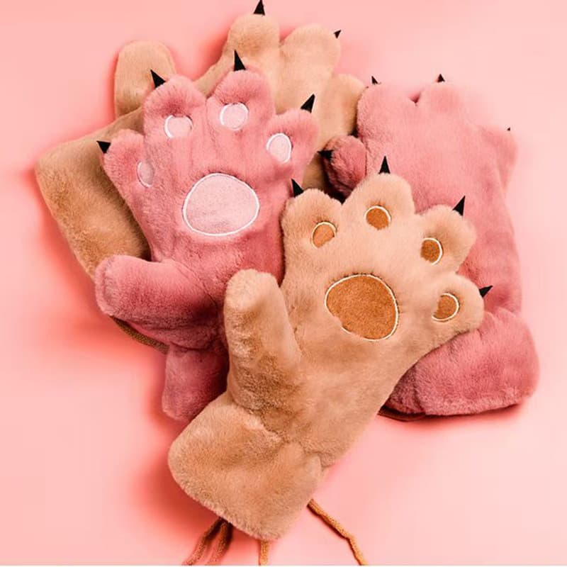 Crianças luvas inverno quente bonito dos desenhos animados gato garra meninos meninas estudantes da escola primária inve