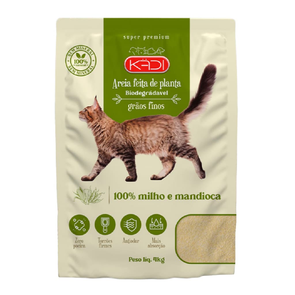 Areia Higiênica de Gato Biodegradavel Milho e Mandioca 4Kg