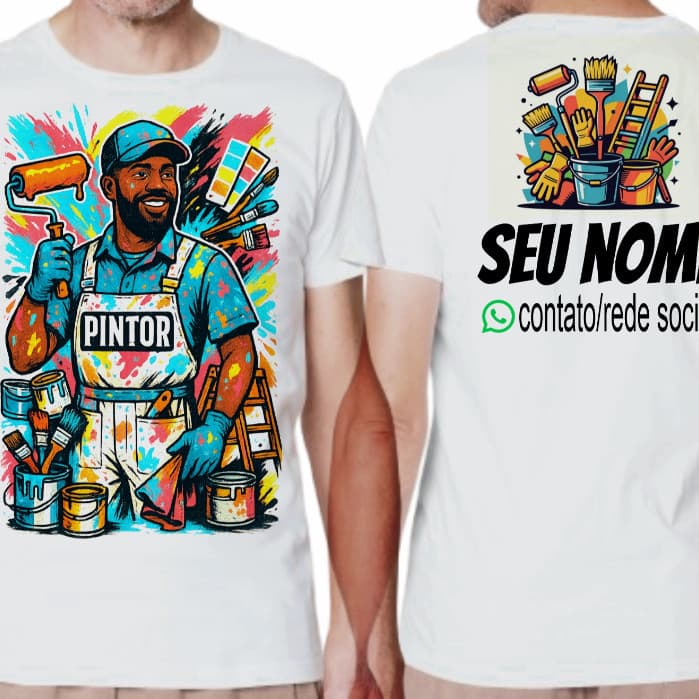 Camiseta Pintor Profissão Criativa Chamativa Personalizada Com Seu Nome e Informações