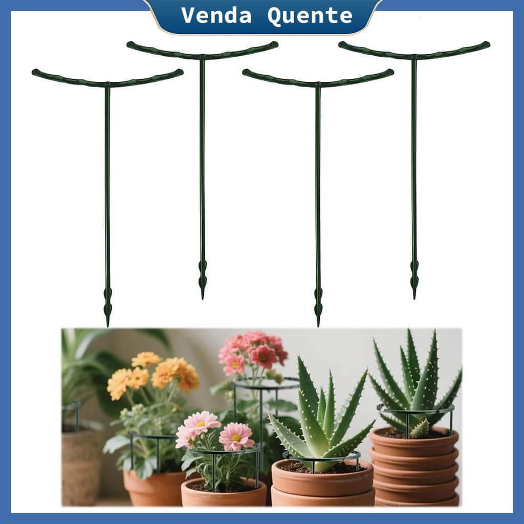 4/8/12 Peças pacotes de estacas de suporte de plantas, estacas de plantas de meio anel redondo para plantas de interior