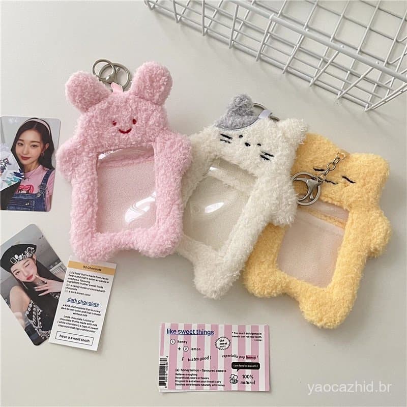 Porta-Cartões De Pelúcia De Coelhinho De Gato Coreano Portátil Ins Style Campus Refeição Cartão De Feijão Do Amor Pingen