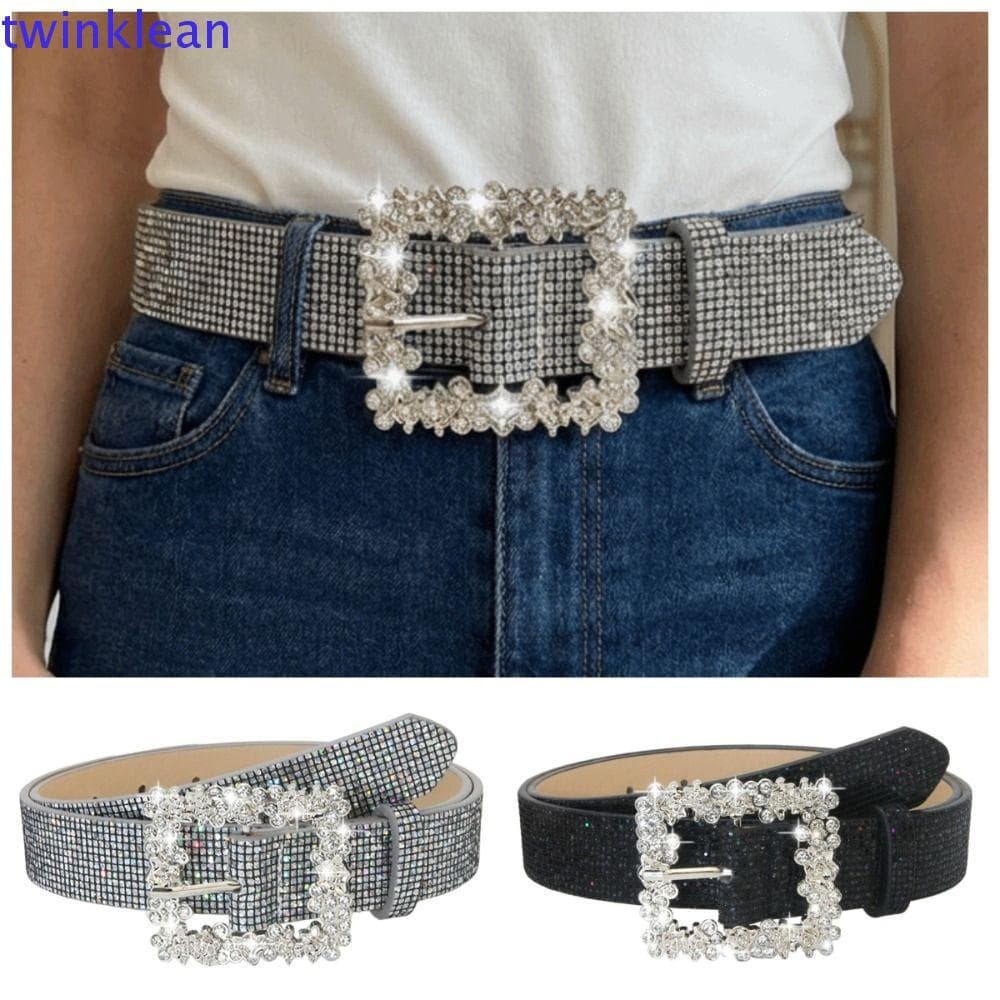 Cinto De Strass TWINKLEAN , Cintura Brilhante Ajustável Com Brilho , Jeans Feminino De Luxo