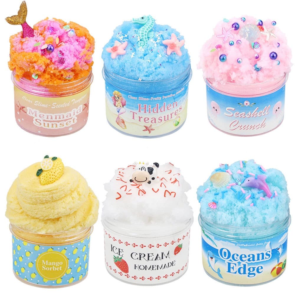 [Em STOCK] 100ml Bolo De Frutas Slime Fluffy Floam Kids Modelagem De Brinquedos De Barro Polímero Algodão Seguro Biscoit