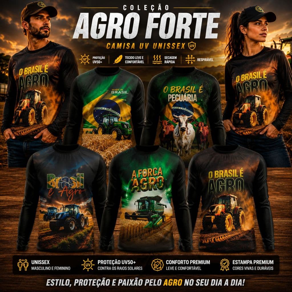 Camisa UV Agro Premium Masculina e Feminina Proteção Solar Manga Longa