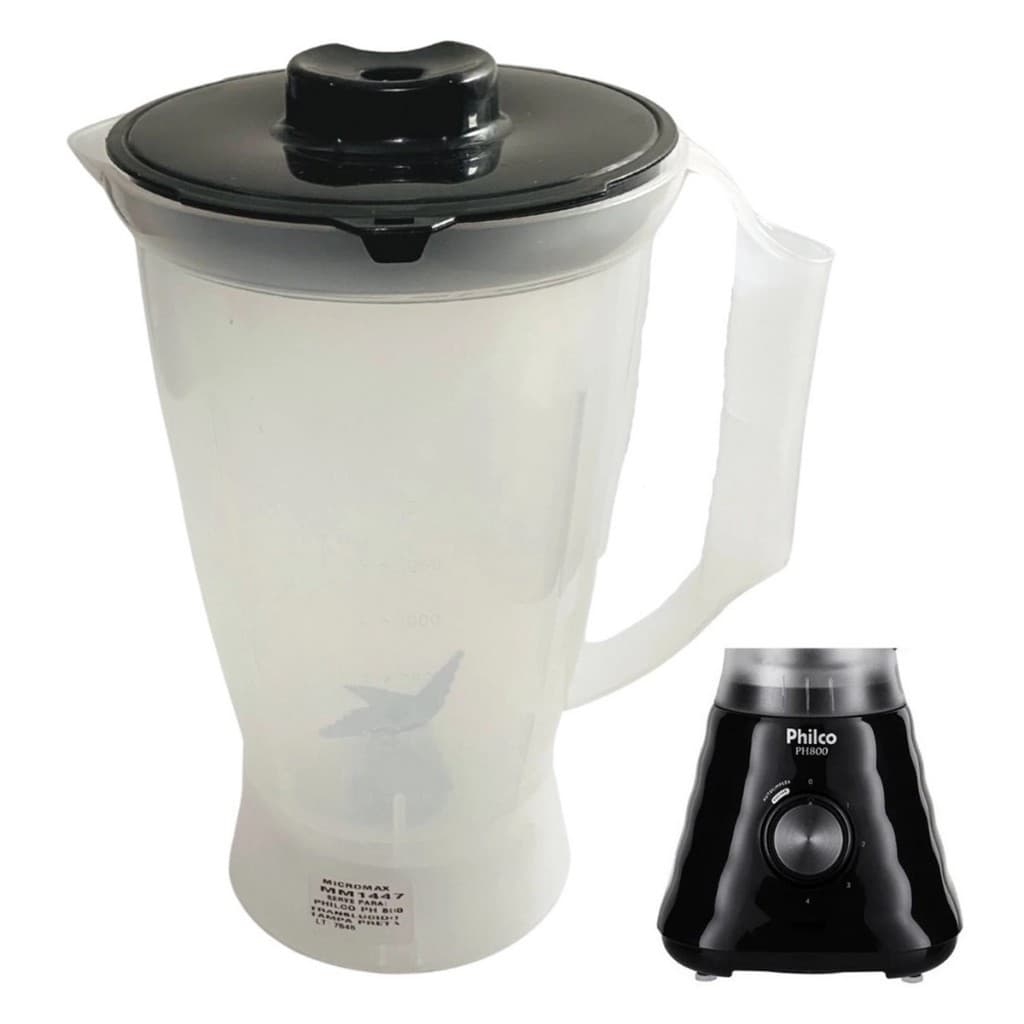 Copo Liquidificador PH800 PH 800 Plástico Translúcido Tampa Preto Compatível Qualidade Envio Rápido Filco