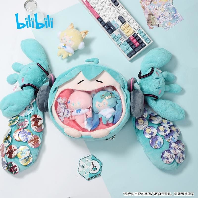 Oficial genuíno Hatsune Miku bonito corpo série sorriso macio armazenamento dor saco boneca mercadoria de pelúcia
