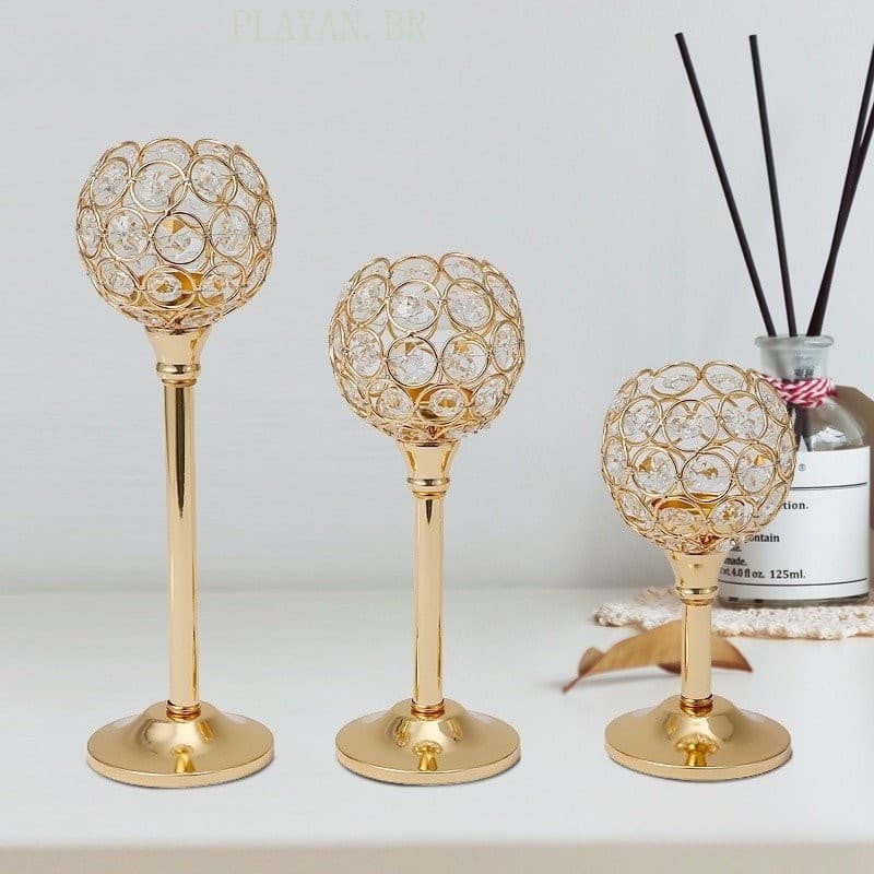 Lustre De Casamento De 3 Camadas Com Luzes De Chá Douradas BCI4 VRCR
