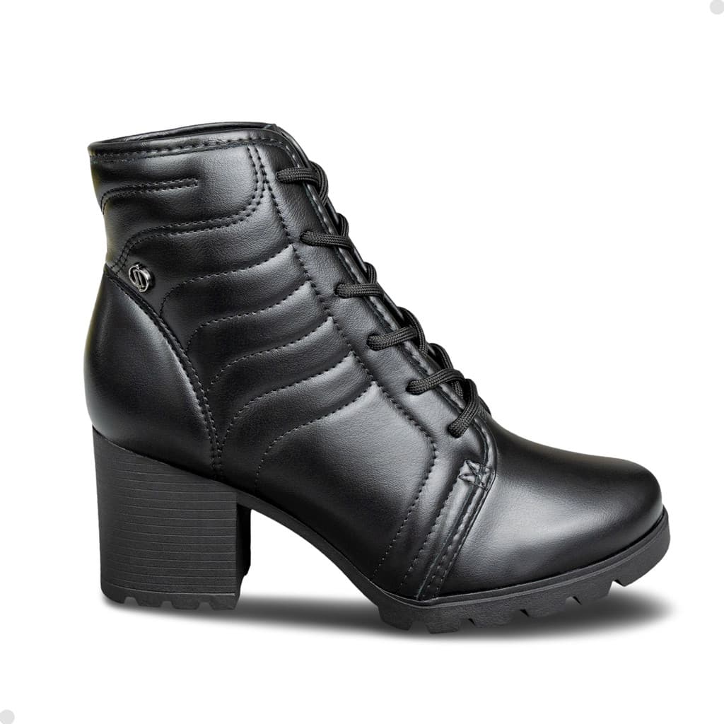 Bota Coturno Dakota Feminina Salto Alto Bloco Preta Inverno Festa Evento Tendência