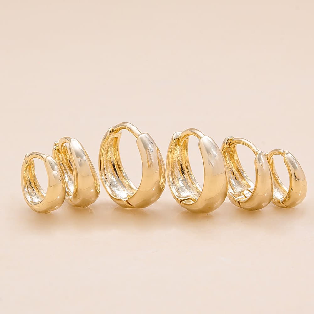 Trio de Argolas Ovaladas com Banho em Ouro 18k