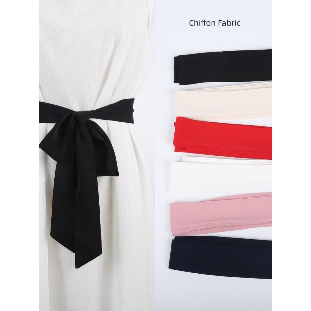 cinto feminino plus size cinto feminino largo Vestido de lenço feminino com cinto de Chiffon de cor sólida