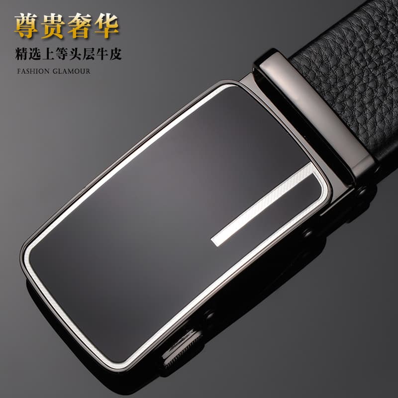Cinto masculino de couro genuíno com fivela automática, cinto para jovens de meia-idade, primeira camada de couro puro,