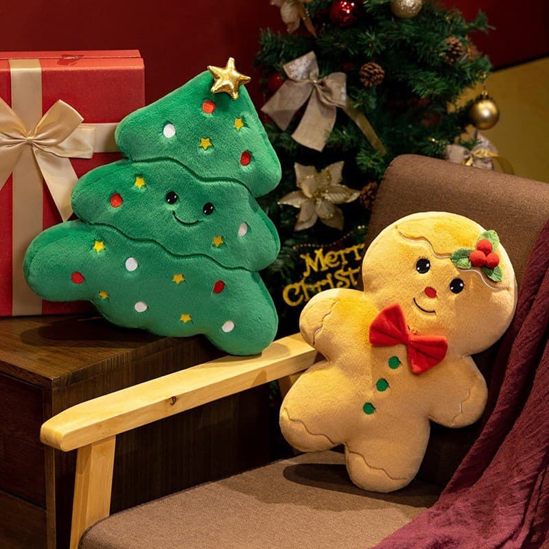Bonito Smiley Gingerbread homem boneco de neve árvore de natal boneca decoração de natal travesseiro Ragdoll brinquedo d