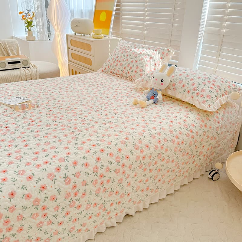 Novo estilo de inverno leite velo acolchoado capa de cama peça única Coral velo Tatami engrossado antiderrapante lençol