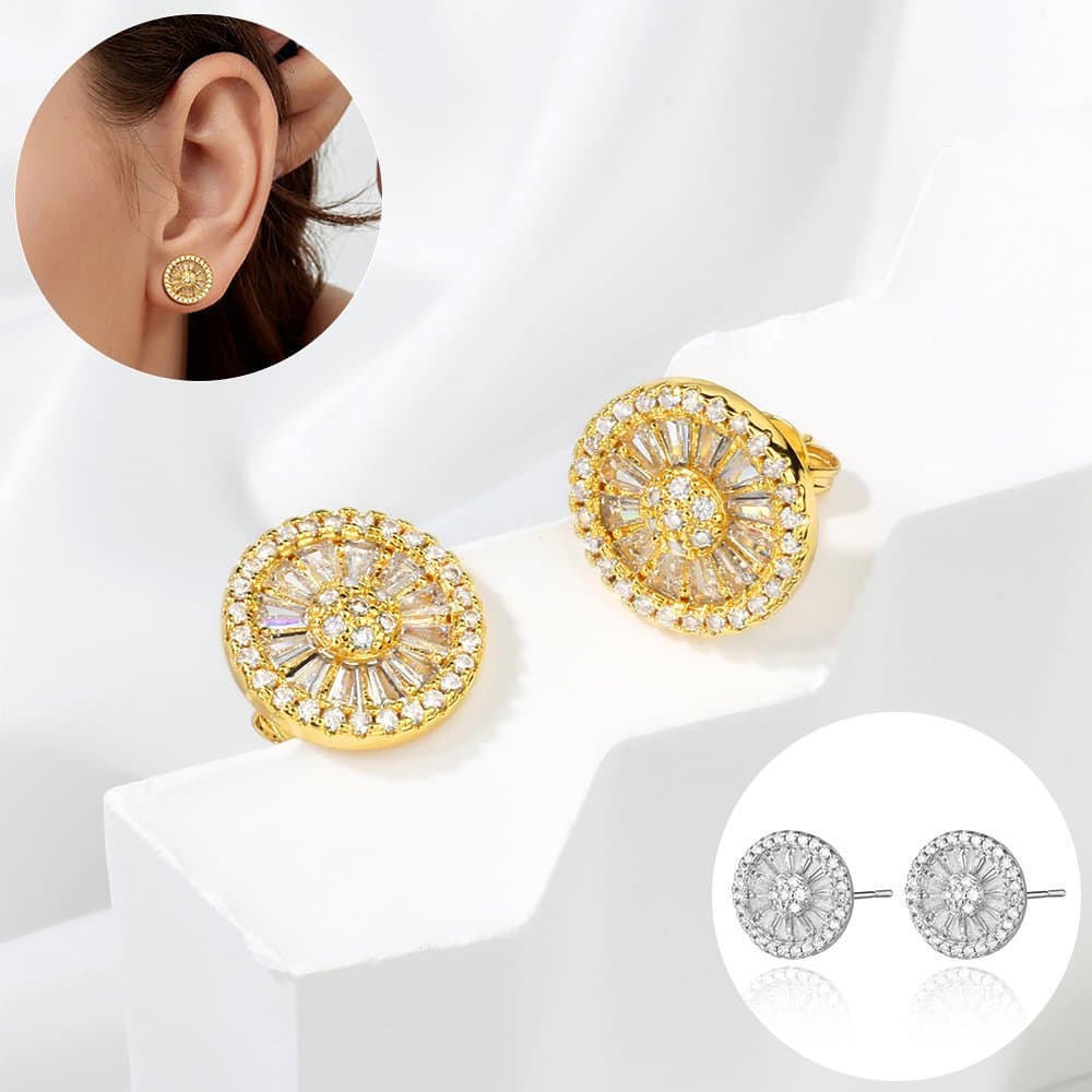 Brinco Femenino Delicado Pizza Folheado Platina Com Zircônia Luxo Brinco Antialérgico