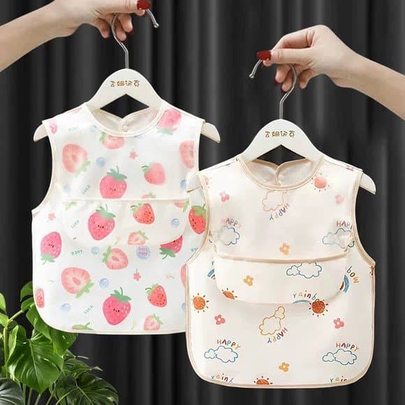 Verão sem mangas bebê comer babador macacão infantil avental à prova dwaterproof água suplemento alimentar do bebê bolso