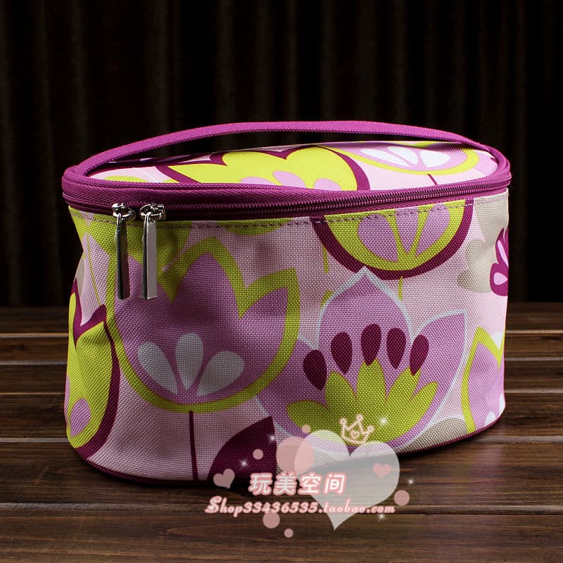 Padrão de flor duplo zíper portátil grande capacidade saco cosmético saco de higiene pessoal embreagem saco de armazenam