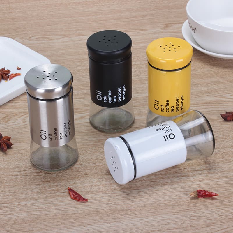 Garrafa de tempero cozinha sal pimenta em pó garrafa preto branco aço inoxidável tempero jar tempero garrafa sola frasco