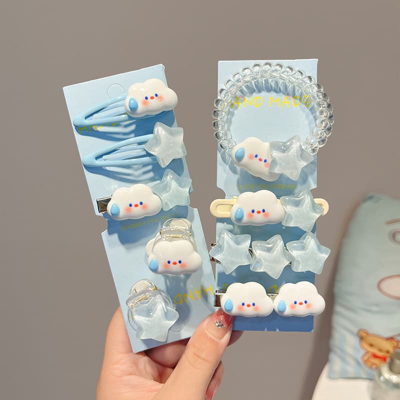 kit laços de cabelo infantil laços de cabelo infantil luxo Bonito dos desenhos animados nuvem estrela grampo de cabelo