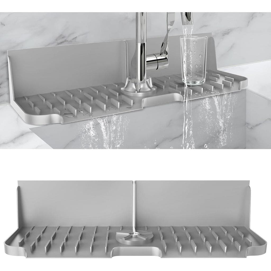LVJING Tapete Coletor de Gotas para Torneira de Silicone 17” x 5.5”, Suporte de Silicone para Esponja e Sabão para Pia d