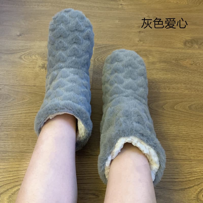 Meias quentes pé de pelúcia capa de pé quente dormir proteção do pé inverno meias de pijama engrossado das mulheres dos