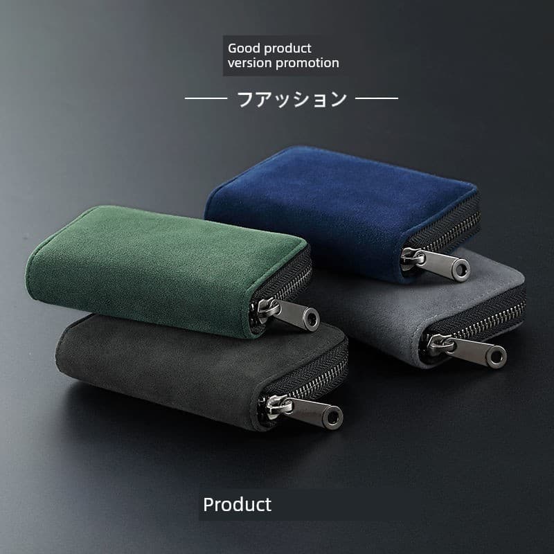 carteira masculina com ziper carteira masculina 2026 novo estilo japonês masculino camurça titular do cartão Anti-desmag