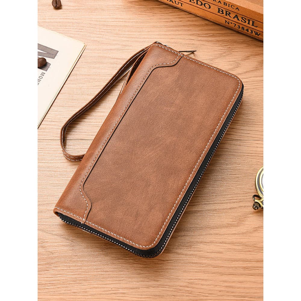 carteira masculina carteira masculina com ziper Carteira longa masculina de grande capacidade com zíper embreagem fina t