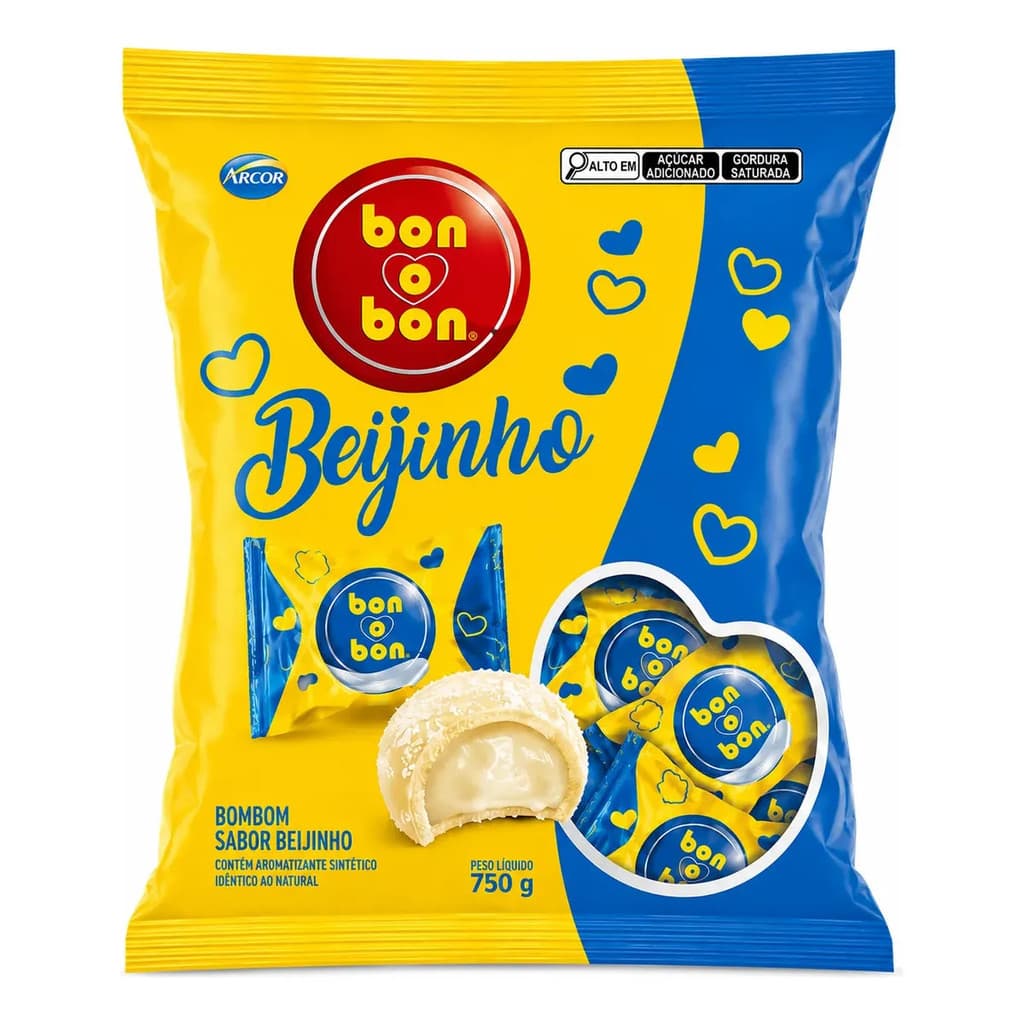 Bombom Arcor Bon o Bon Beijinho 750g