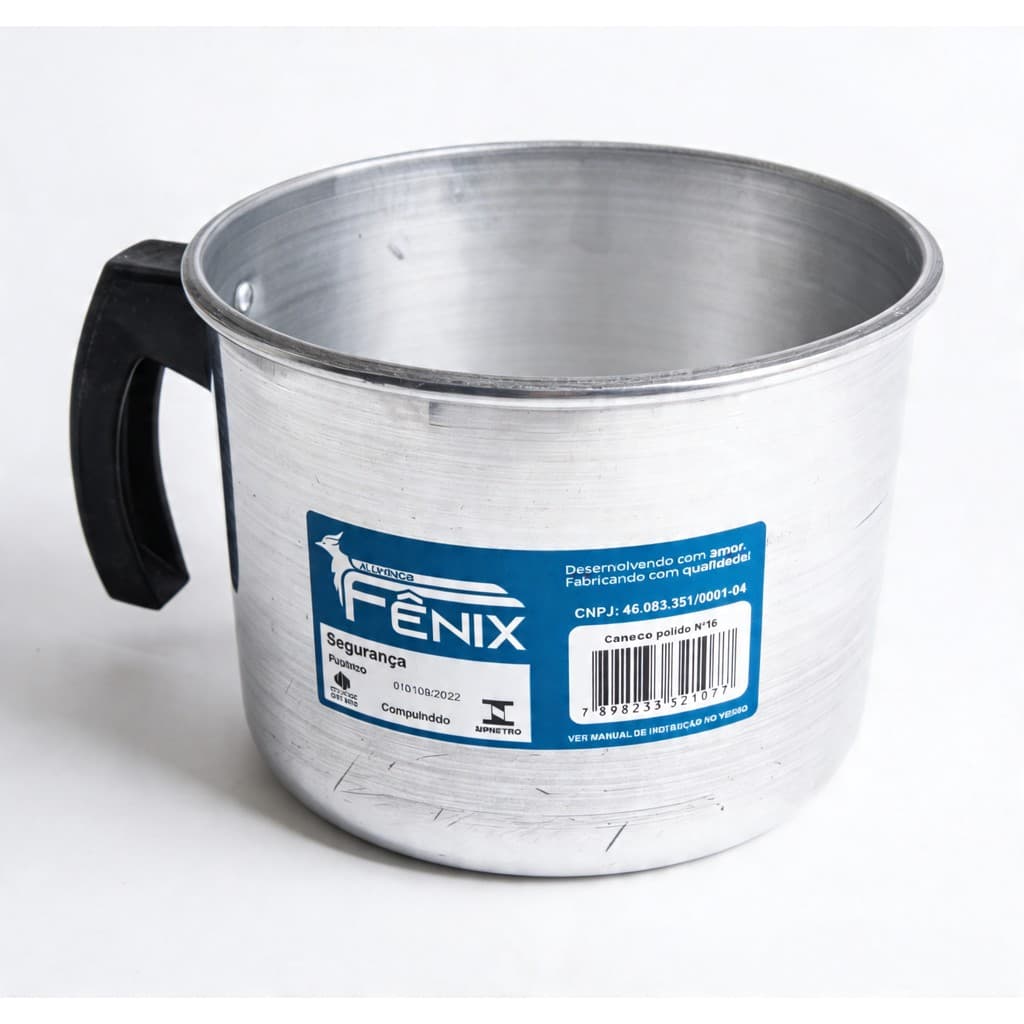 Canecão Alumínio Nº16 Polido Fênix 2,6L🍲✨|Fervedor Grande c/ Cabo Baquelite,Cozinha Rápida e Segura