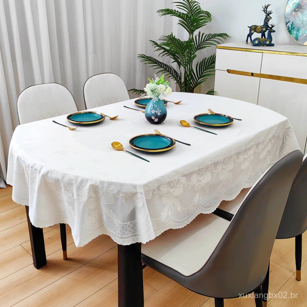 Toalha de mesa impermeável, resistente a óleo e ao calor, lavável, retangular, para sala de estar.