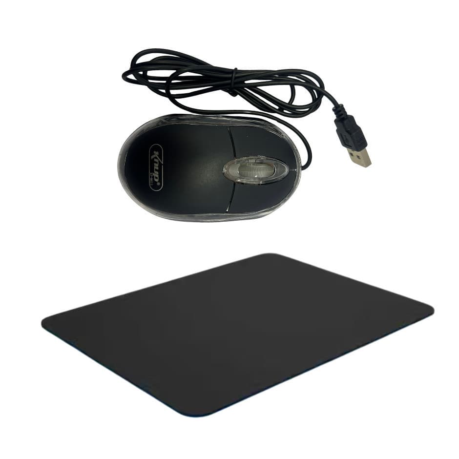 Kit Mouse Usb + Mouse Pad - Home Office e Jogos - Mouse c/ Fio - Mouse pad Preto
