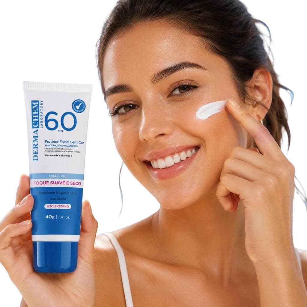 Protetor Solar Facial FPS 60 Resistente à Água e Suor Toque Seco Com Niacinamida e Vitamina E