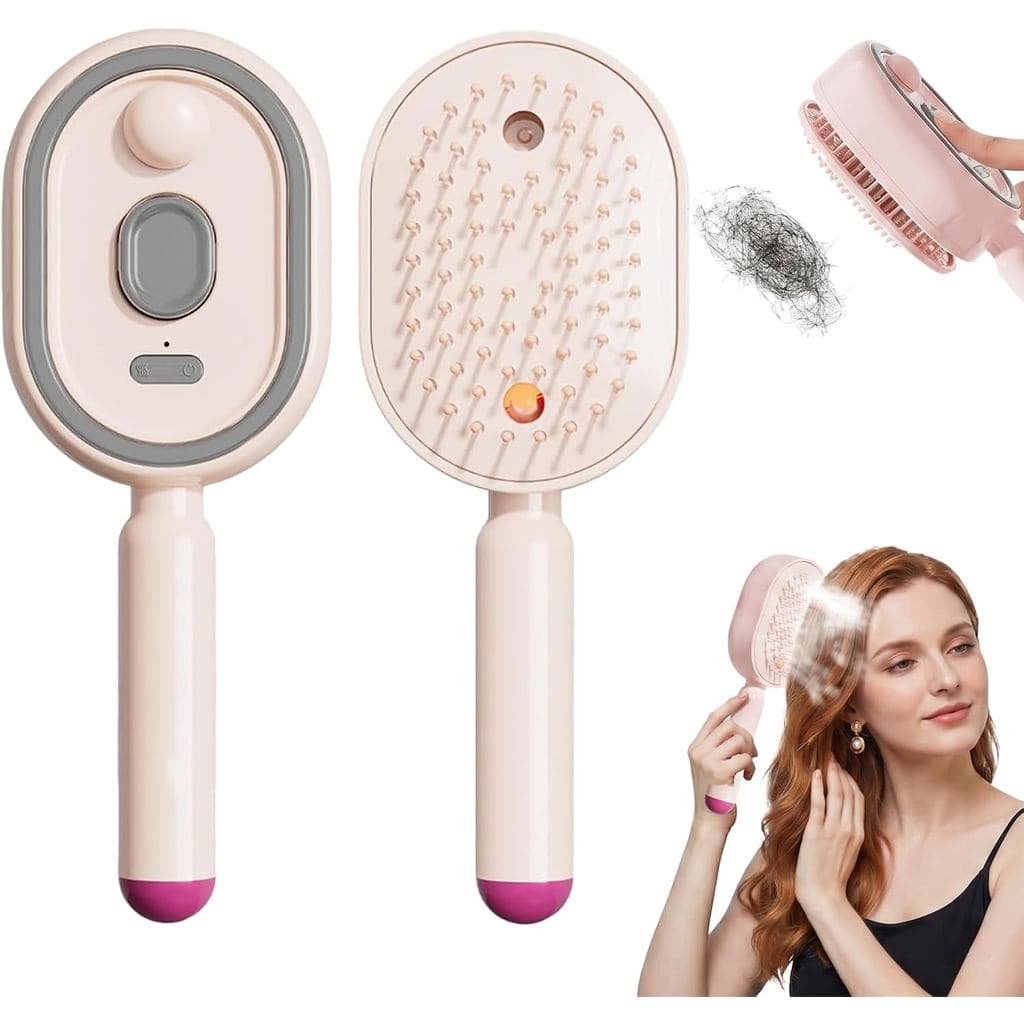 2026NewElectricSteamBrush,RechargeableHairStraightenerBrushwithDetanglingComb,AirCushionMisterforBothLong/ShortHairsHome