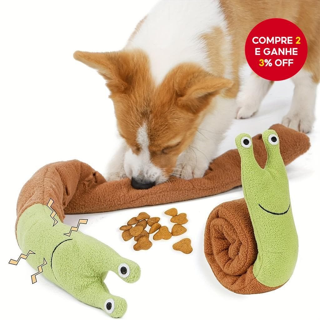 Brinquedo de Snuffle em Forma de Caracol para Cães - Interativo, treina instinto de forrageamento e alivia estresse.