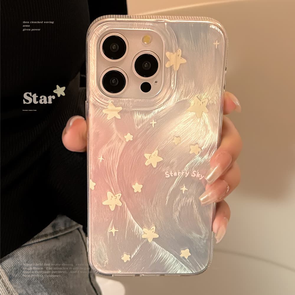 Japão japão coreia Laser gradiente estrela caso de telefone adequado para Apple 17promax fio de pena iphone16 resistente