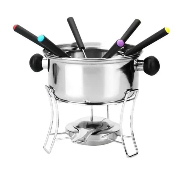 Conjunto Para Fondue Aço Inox 10 peças p/ Queijo e Chocolate