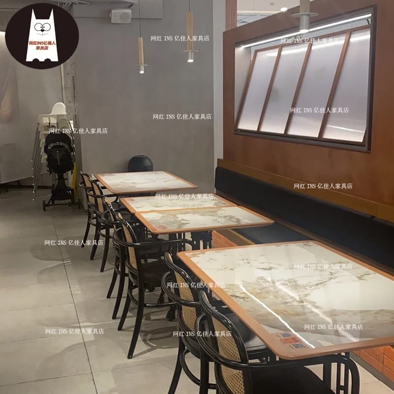 Estilo Retro restaurante ocidental mesa de jantar de ardósia de madeira maciça café europeu cozimento sobremesa loja mes