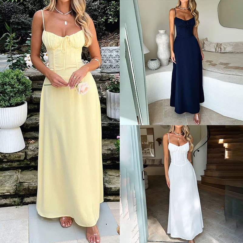 Europeu americano primavera novo estilo elegante elegante rendas A linha cor sólida vestido de comprimento médio