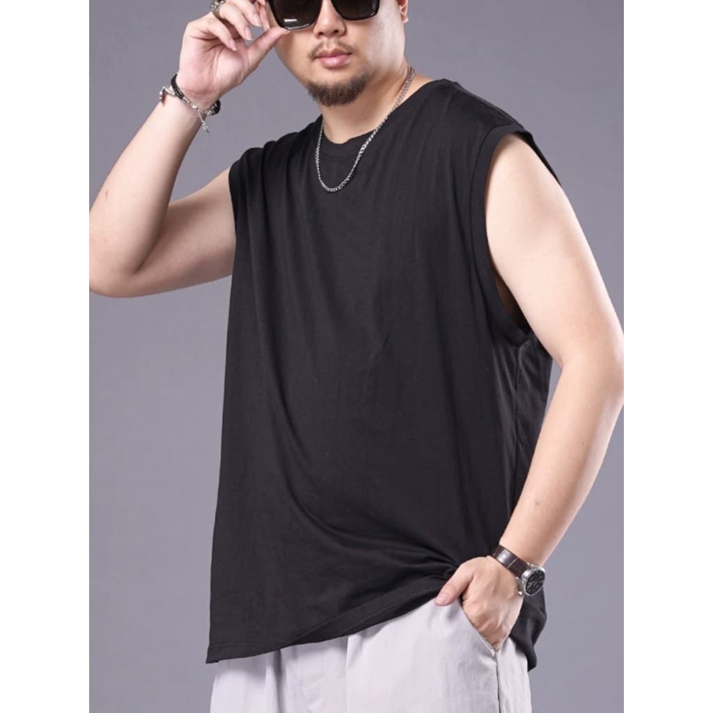Fatty plus Size obstáculos colete masculino verão sem mangas camiseta masculina Casual esportes Fitness topo mais gordur