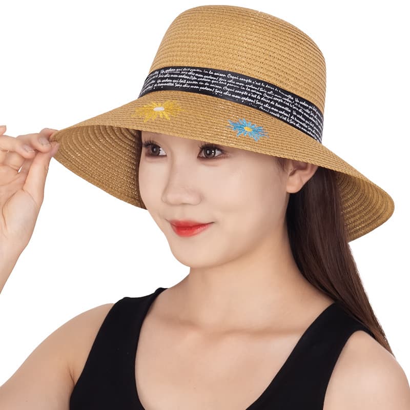 Master Guan estrela mesmo estilo chapéu de palha feminino verão protetor solar guarda-sol balde chapéu férias à beira-ma