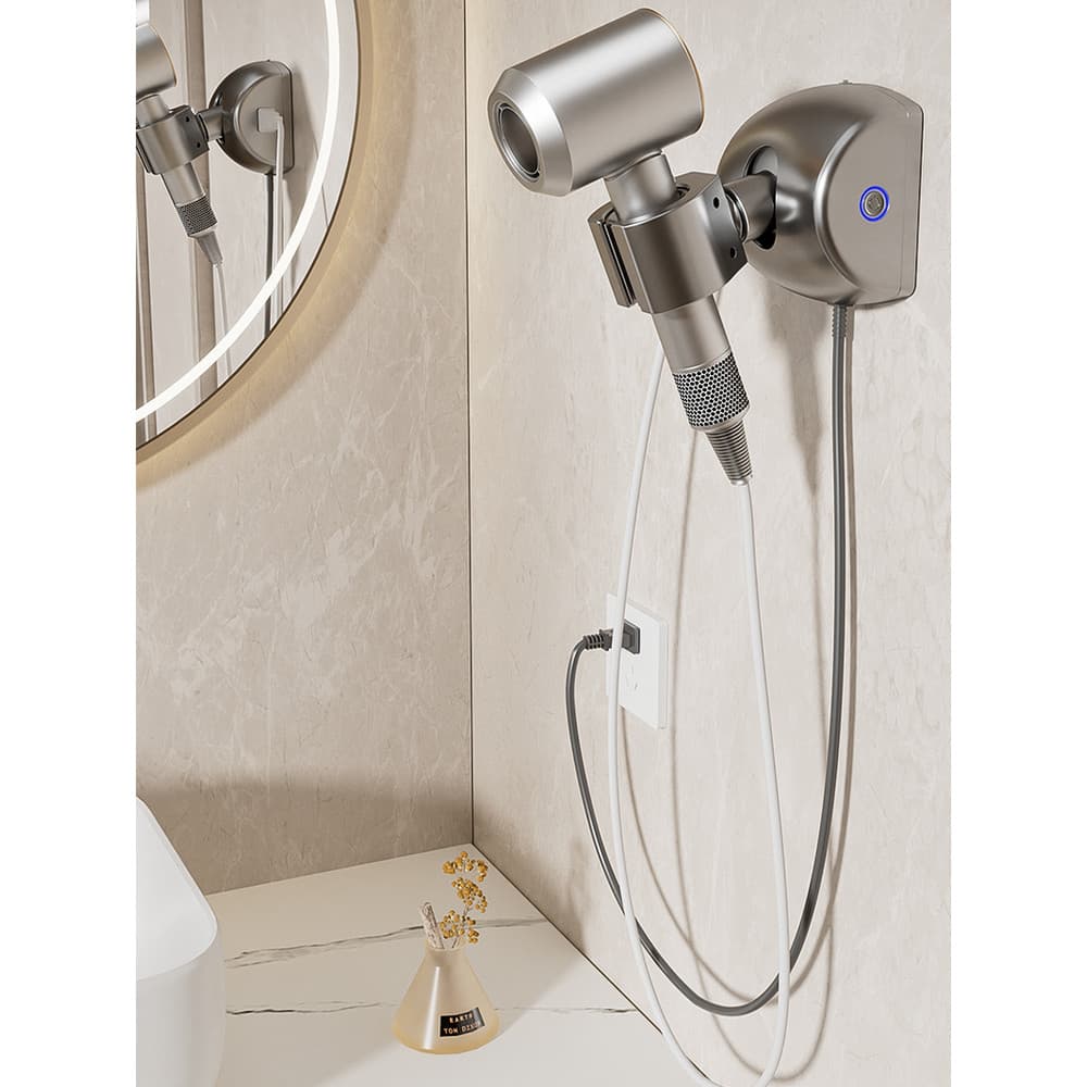 Suporte para secador de cabelo, vaso sanitário sem perfuração, montado na parede, armazenamento de mãos para pessoas pre