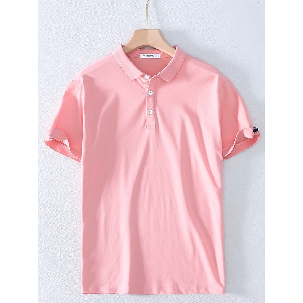 Verão fino de manga curta camiseta masculina na moda lapela camisa POLO masculina puro algodão estiramento meia manga ca