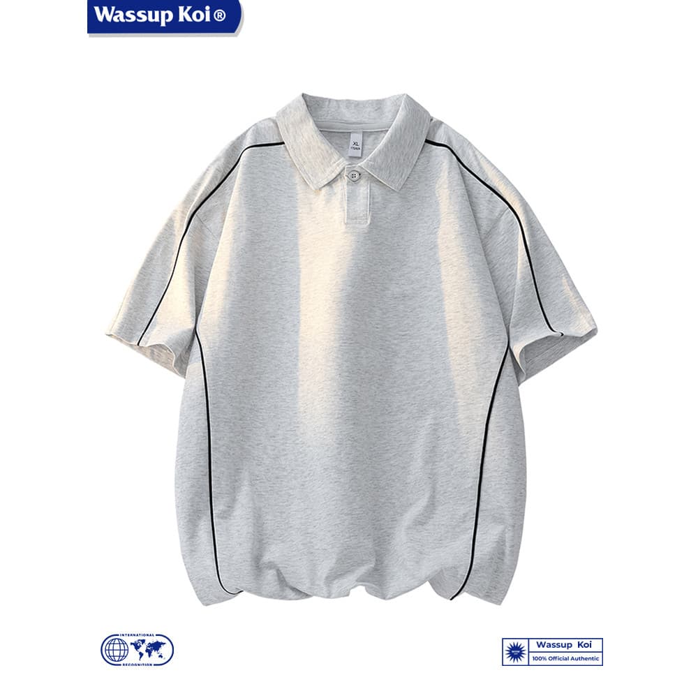 WASSUP KOI Camiseta de manga curta de seda gelada de marca conjunta para meninos camisa polo de lapela verão estilo fino