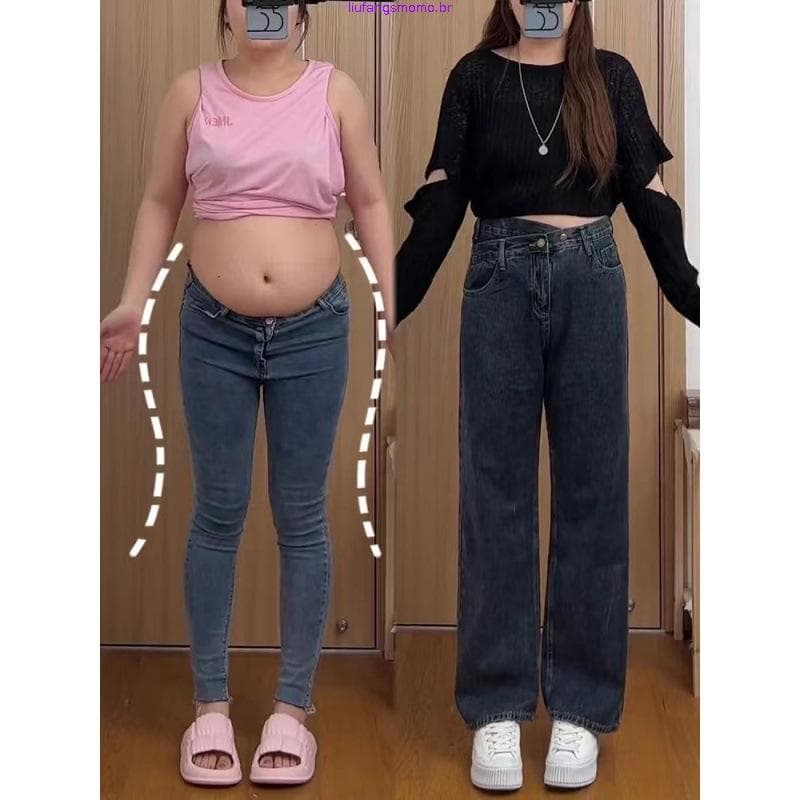 calca jeans feminina cintura alta calça jeans calça cargo jeans feminina Cintura alta calças de brim de perna larga fe