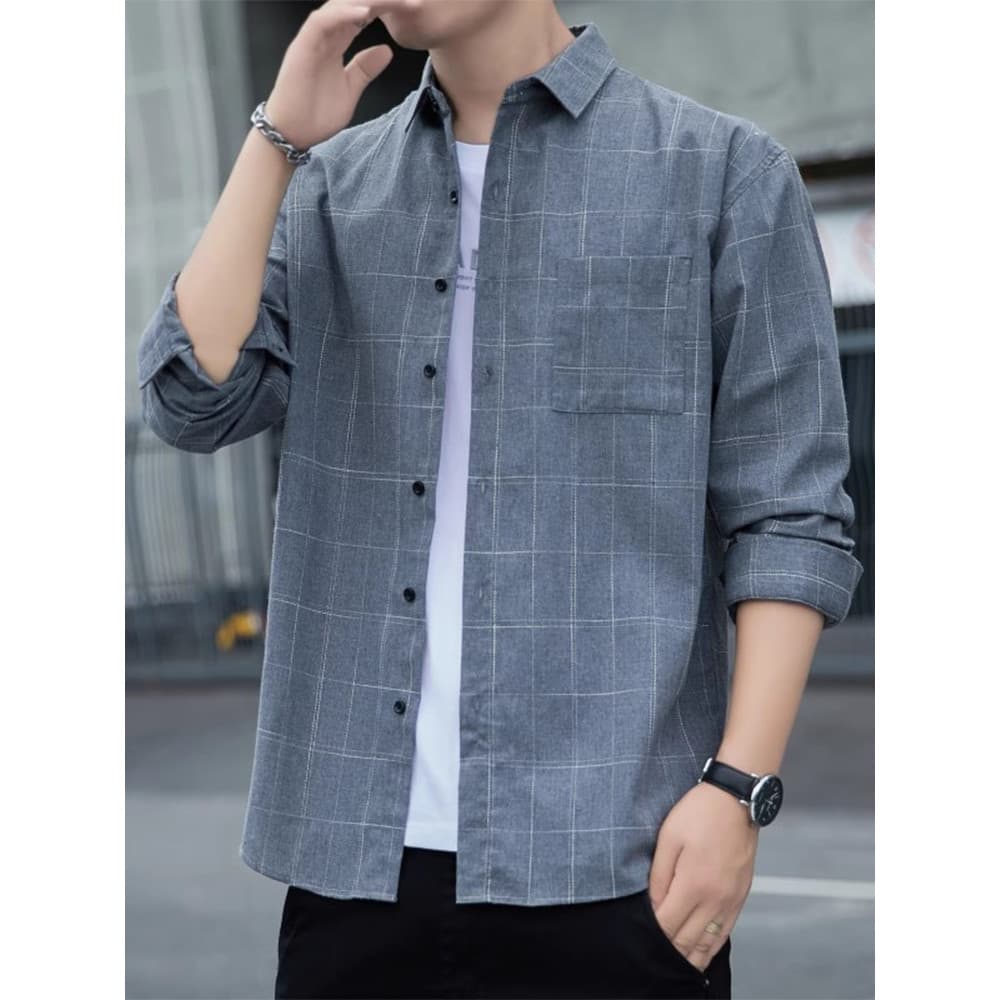 Americano verificado camisa jaqueta masculina 2026 primavera outono estilo rua Wear de manga comprida juventude solta Ca