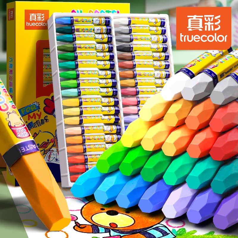 Pastel de óleo de cor Real Lápis não tóxico seguro para crianças Não sujo Mãos Jardim de infância Dedicado Primeira séri
