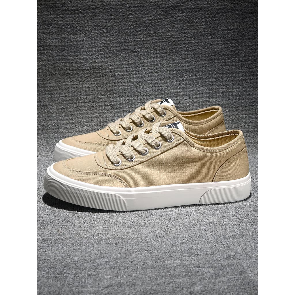 Sapatos de lona com cadarço masculino 2026 primavera respirável tênis casuais masculino cor sólida All-Match velho pequi