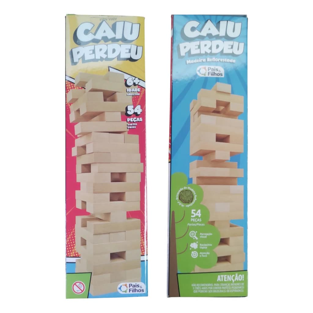 Jogo Caiu Perdeu Montar Torre Mdf 54 Pç
