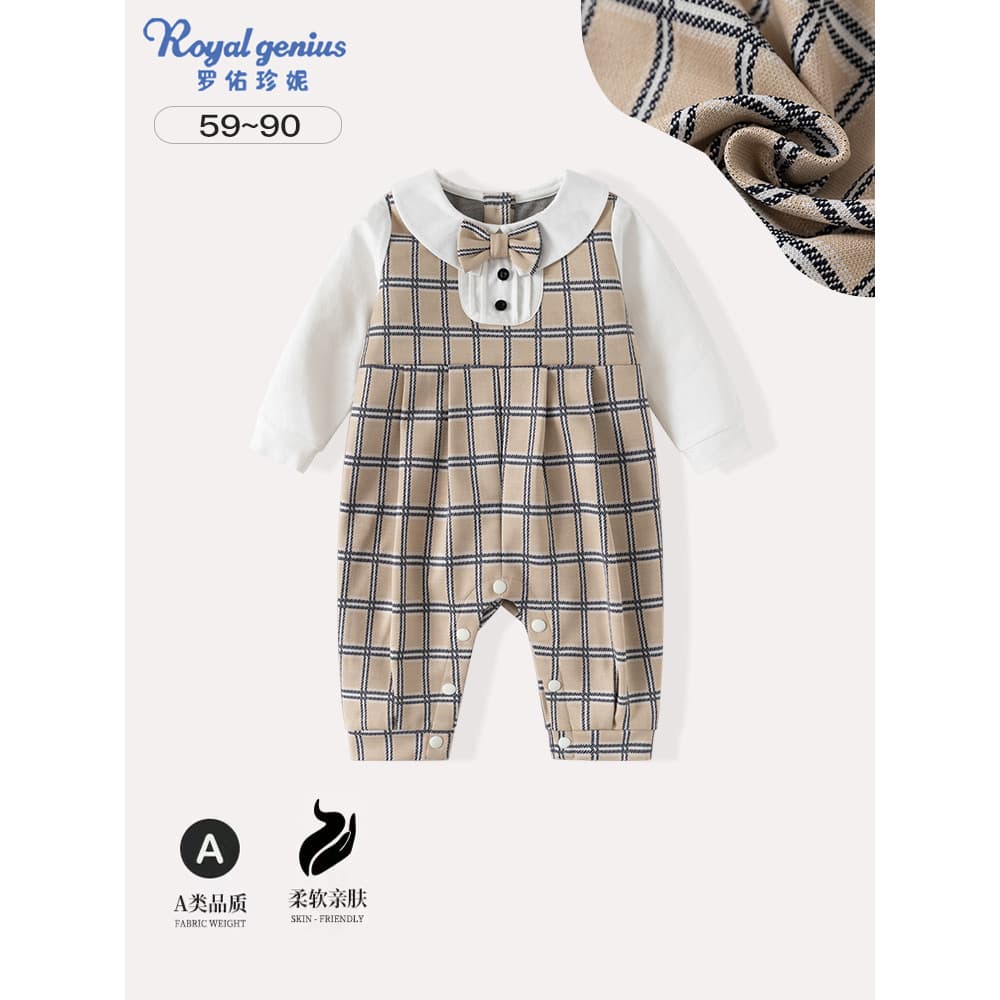 Feminino bebê primavera outono macacão estilo britânico roupas estilo ocidental macacão de bebê cem dias de idade um ano