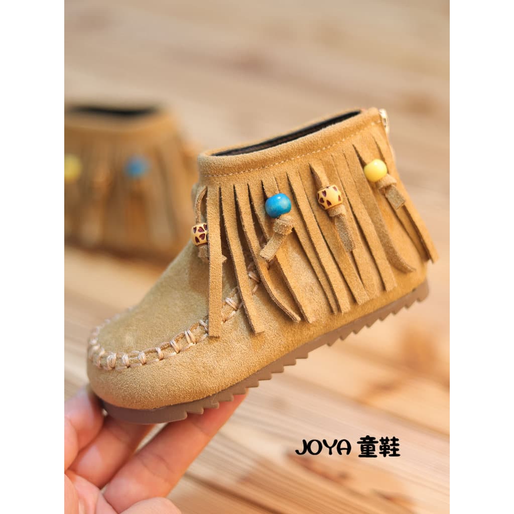 Bebê borla botas dois algodão fino veludo volta zíper sola macia meninas estilo étnico botas curtas moda na moda meninas