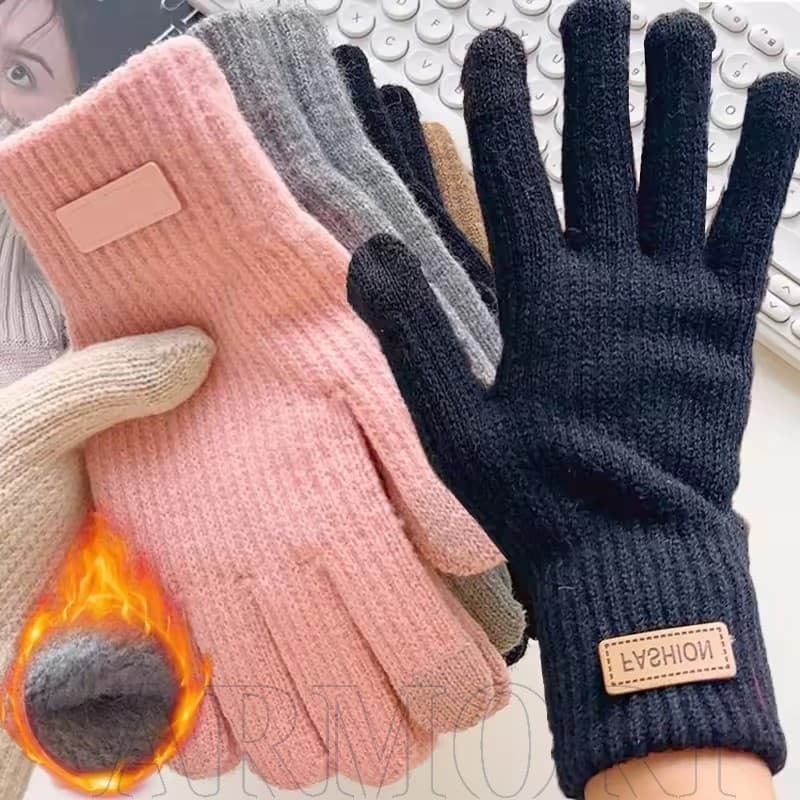 Luvas De Malha Essenciais Outono Inverno | Design Minimalista Macio Com Ajuste Elástico Para Deslocamento Diário E Ativi